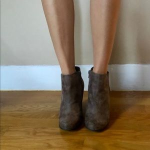 Gray/Brown suede booties - size 6